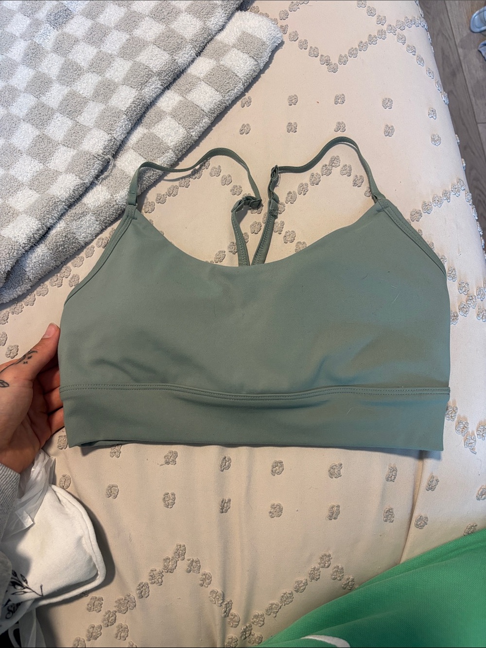 P'tula Sage Green Strappy Sports Bra